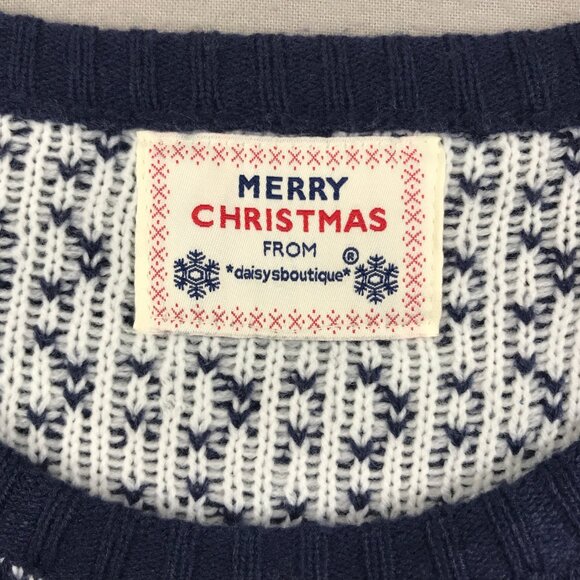 Daisys Boutique Sweater Men's Large Blue Knit Pullover Crew Christmas Ho Ho Ho - Picture 3 of 13